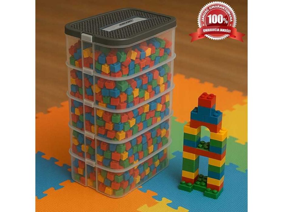 DUŻY MODUŁOWY pojemnik na klocki 5 poziomów z przegródkami