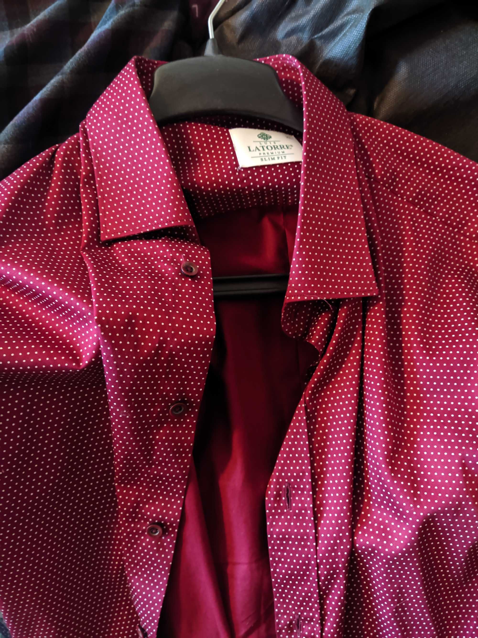 Рубашка мужская бордовая в горошек в крапинку на рост 190 см+