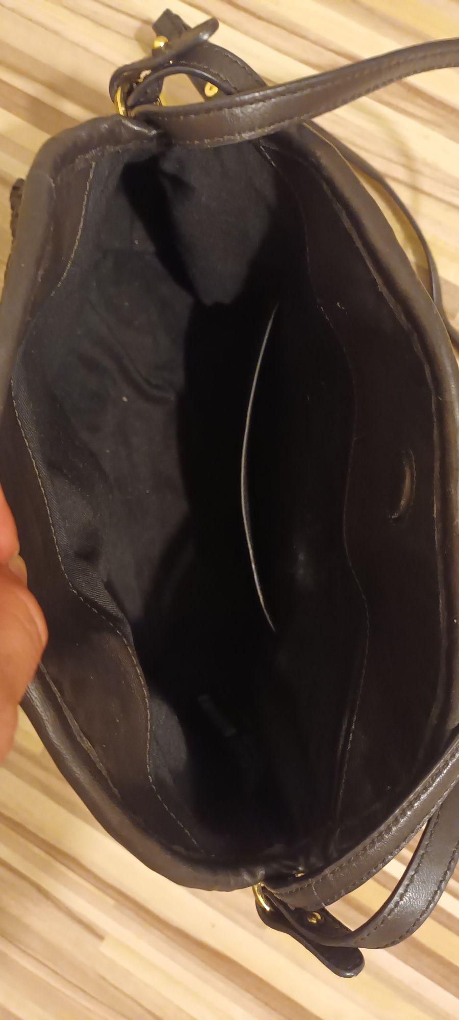 Massimo Dutti skórzana pleciona torebka brązowa