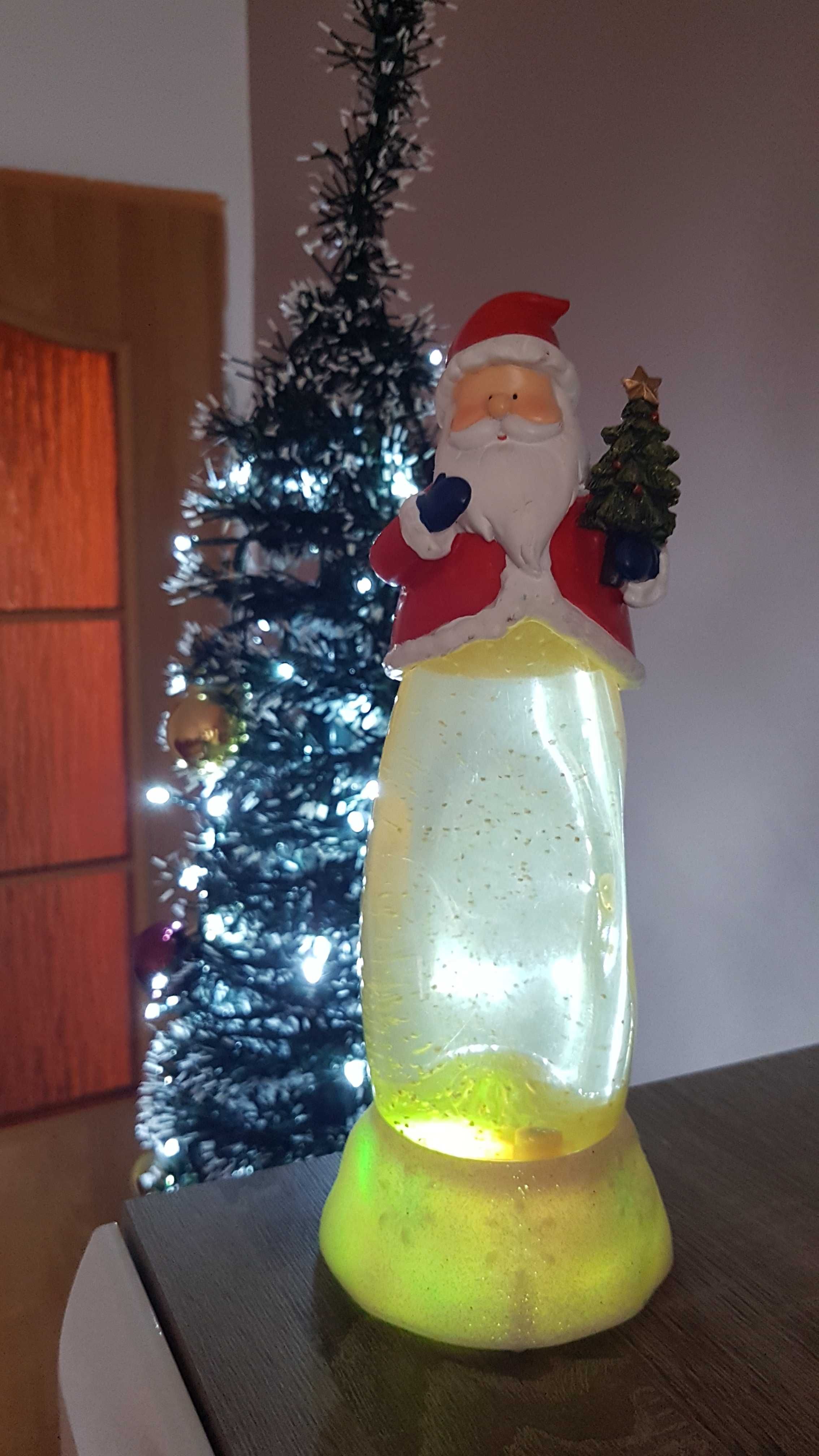 Ozdoba świąteczna:) Mikołaj efekt śniegu,  dźwięku i koloru