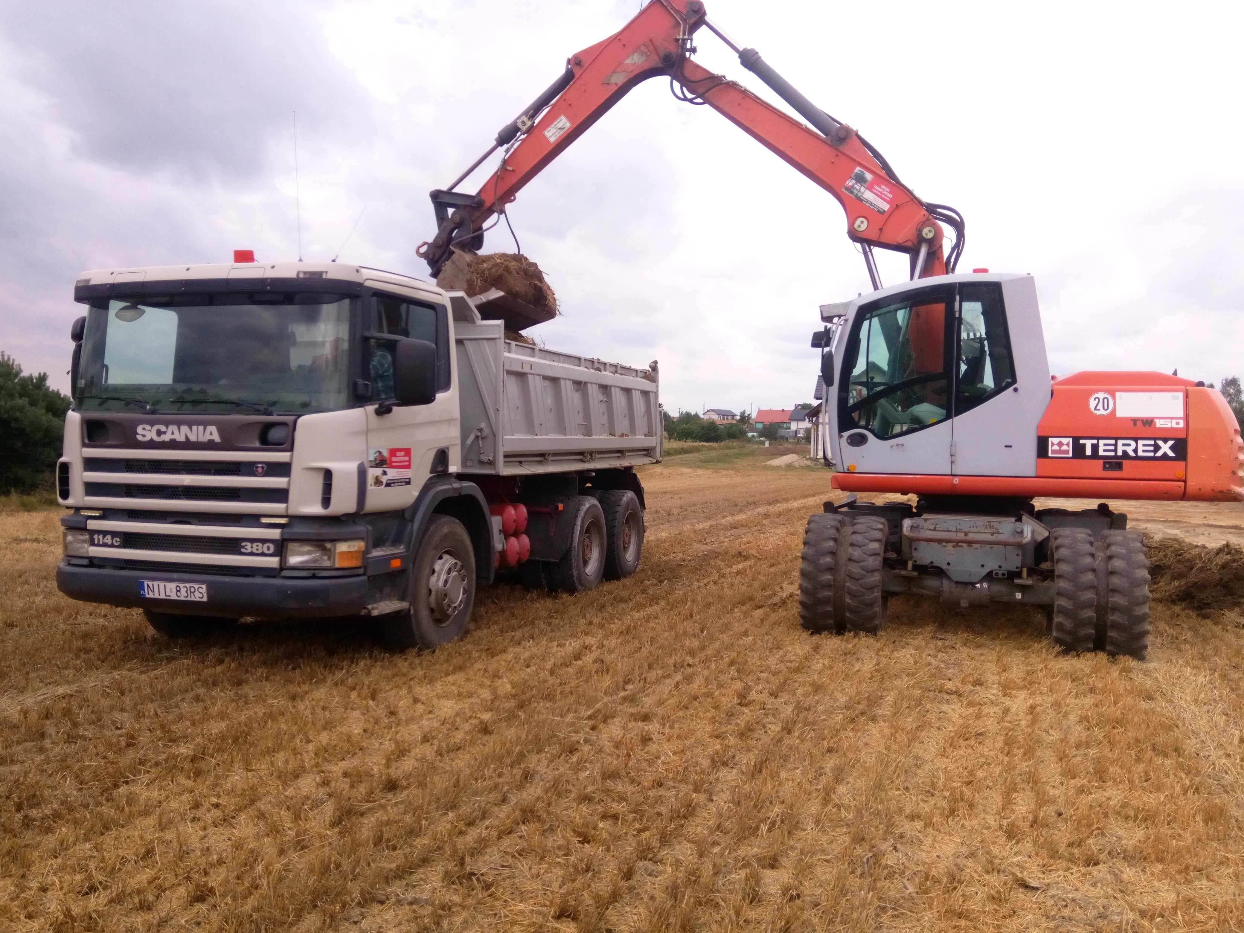 Usługi transportowe, koparko-ładowarka JCB 4CX, koparka kołowa