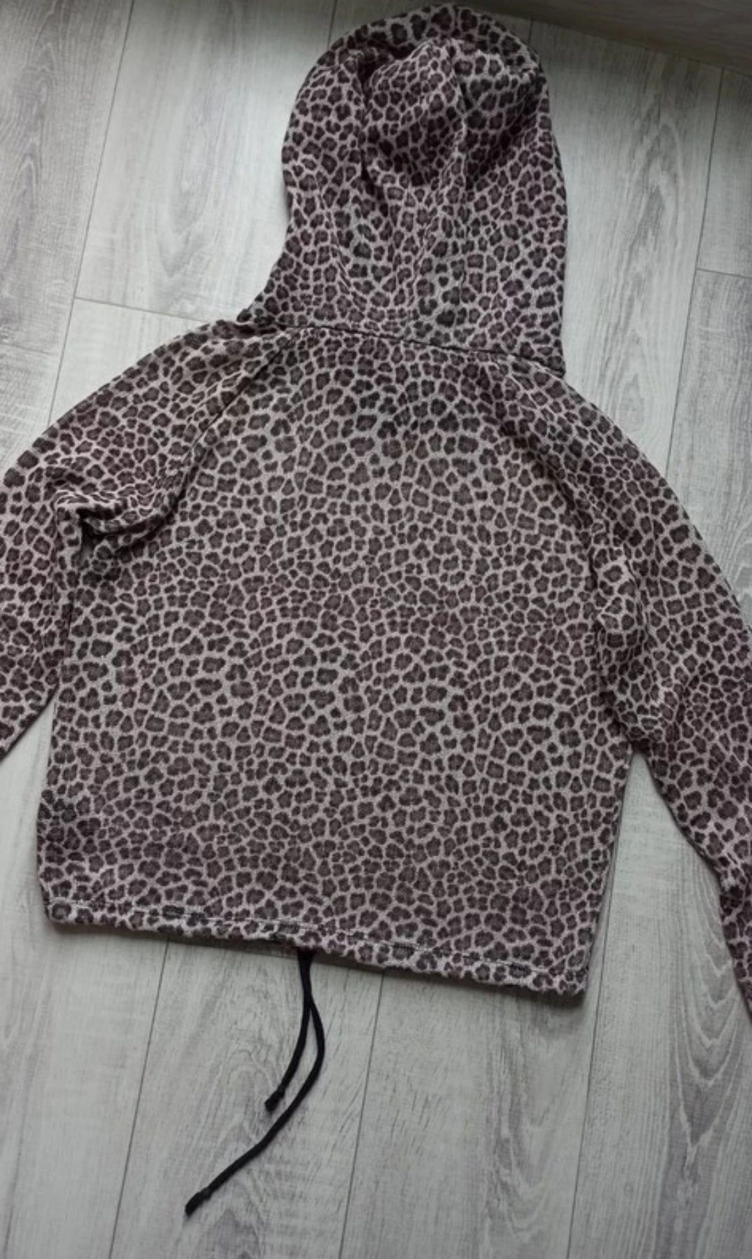 bluza z kapturem siateczkowa siatka ze wzorem w panterkę XS