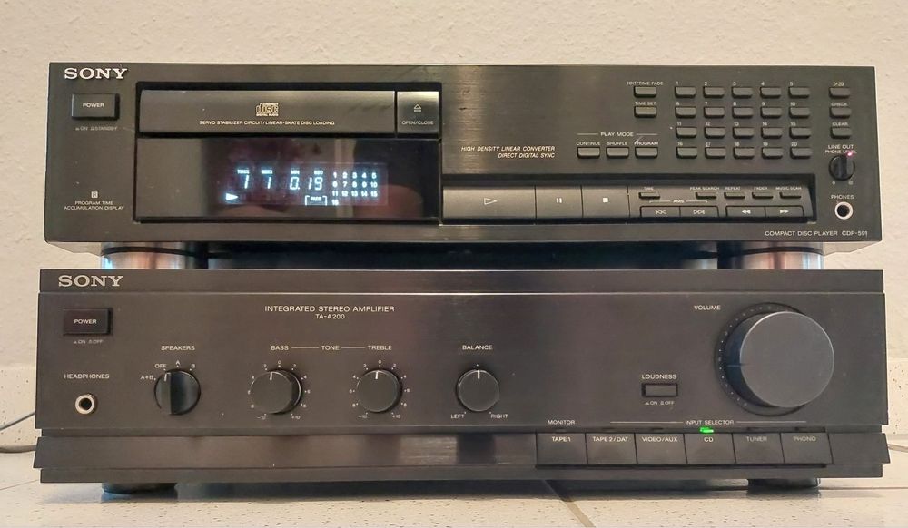 SONY CDP-591 CD Player + SONY TA-A200 Wzmacniacz Stereo Amplifier