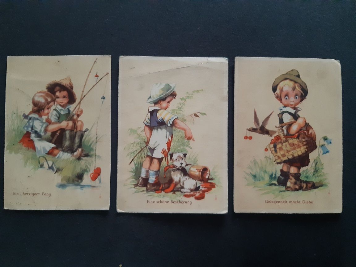 Zestaw 3 pocztówek niemieckich