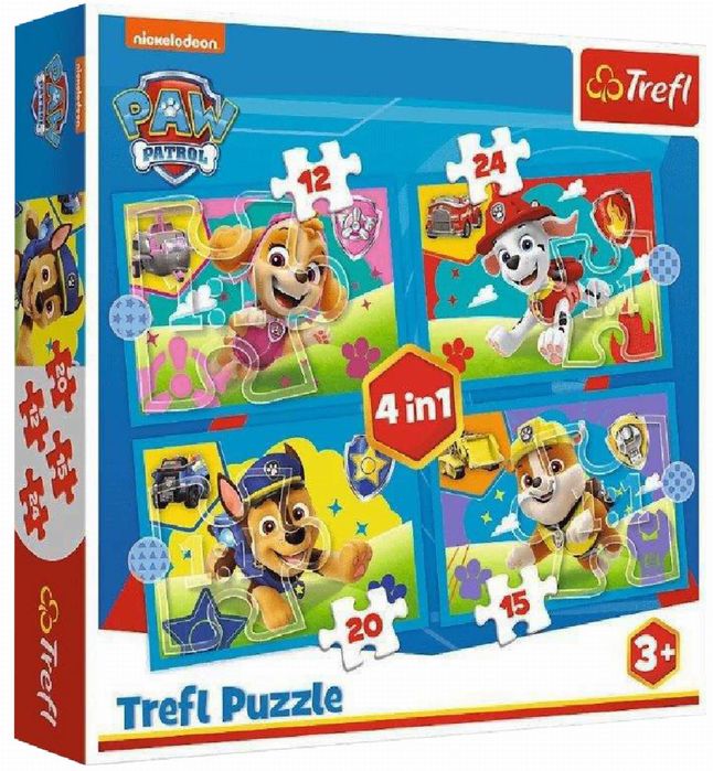 Puzzle 4w1 3+ PSI PATROL - Biegnące pieski