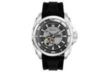 Zegarek Bulova Pasek Silikon Automat $ Solidny Model $ Srebrny