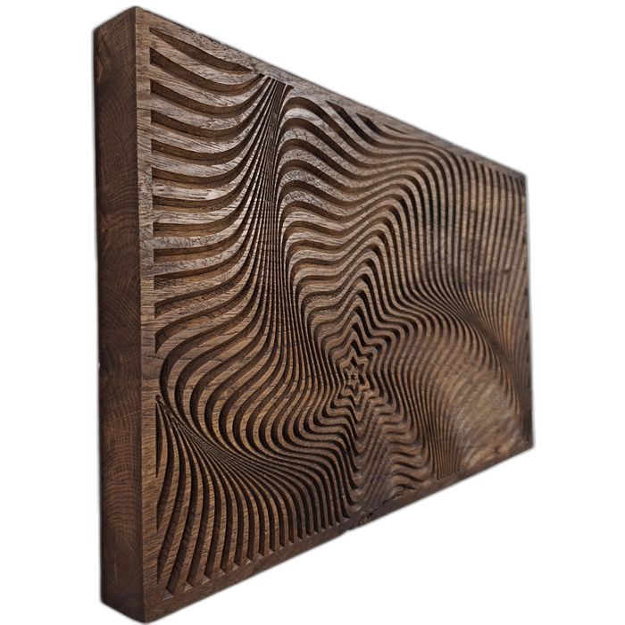 Abstrakcyjna dekoracja z drewna – hipnotyczny wzór 3D