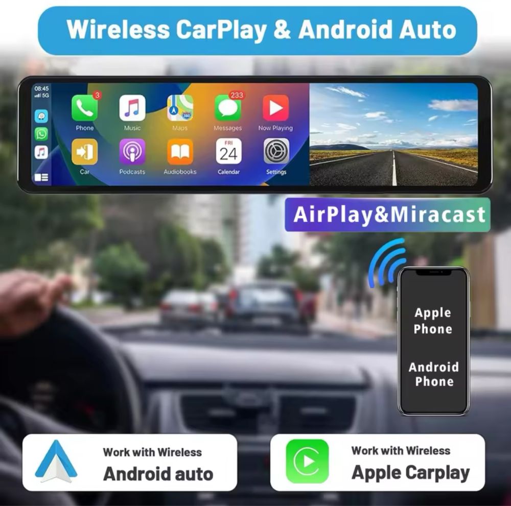 ПОТУЖНЕ Дзеркало-відеореєстратор Carplay. Гарантія!