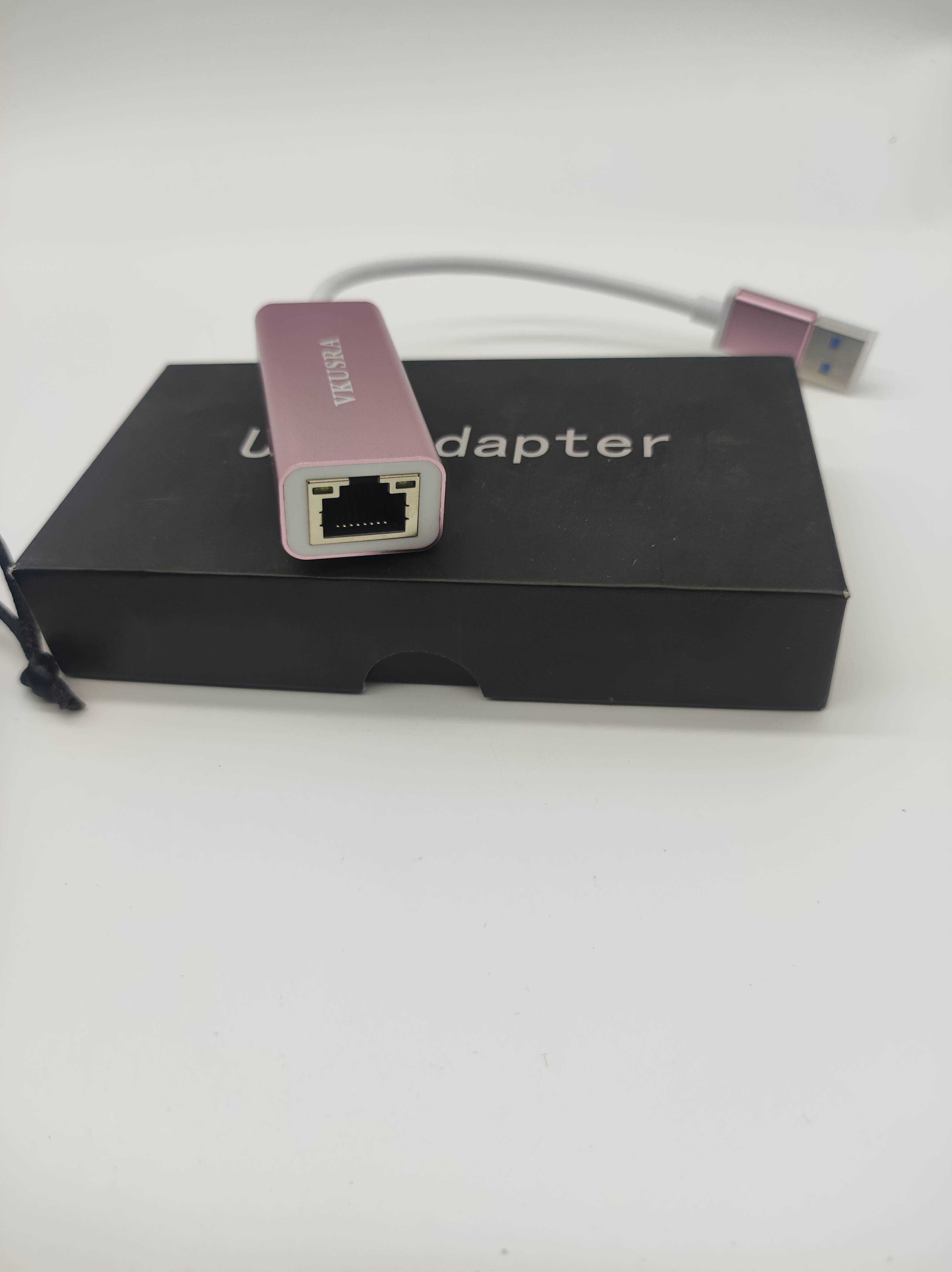 Adapter USB Ethernet, VKUSRA USB 3.0 LAN adapter różowy