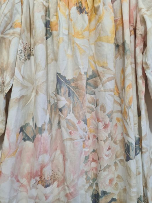 Sukienka midi długa H&M pastelowe duże kwiaty luźna XS S M