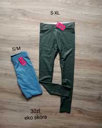 Spodnie skórzane eko skóra khaki jeans S-XL legginsy getry