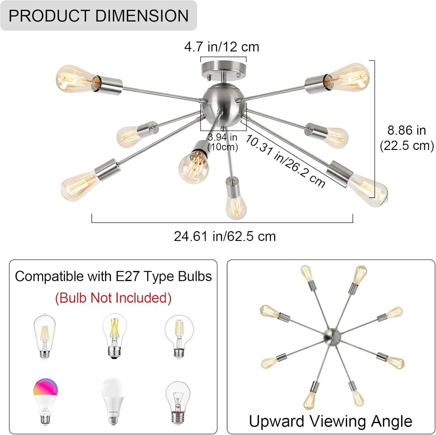 ASHUAQI 8 opraw Sputnik lampa sufitowa