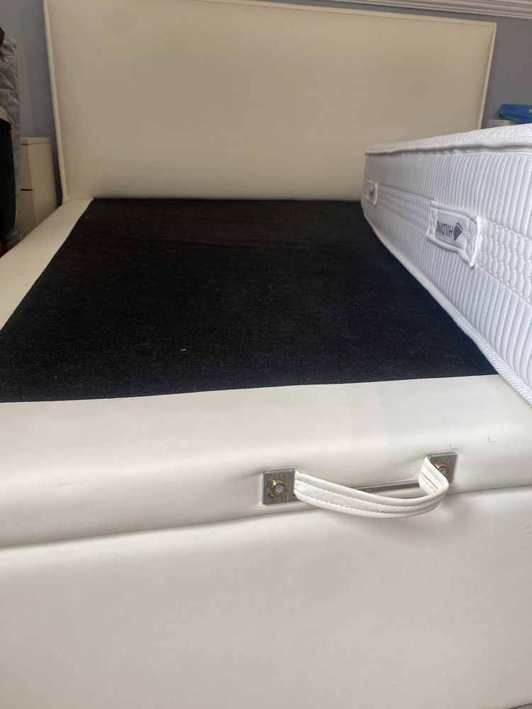 Łóżko kontynentalne 180x200 z pojemnikiem + materac HILDING