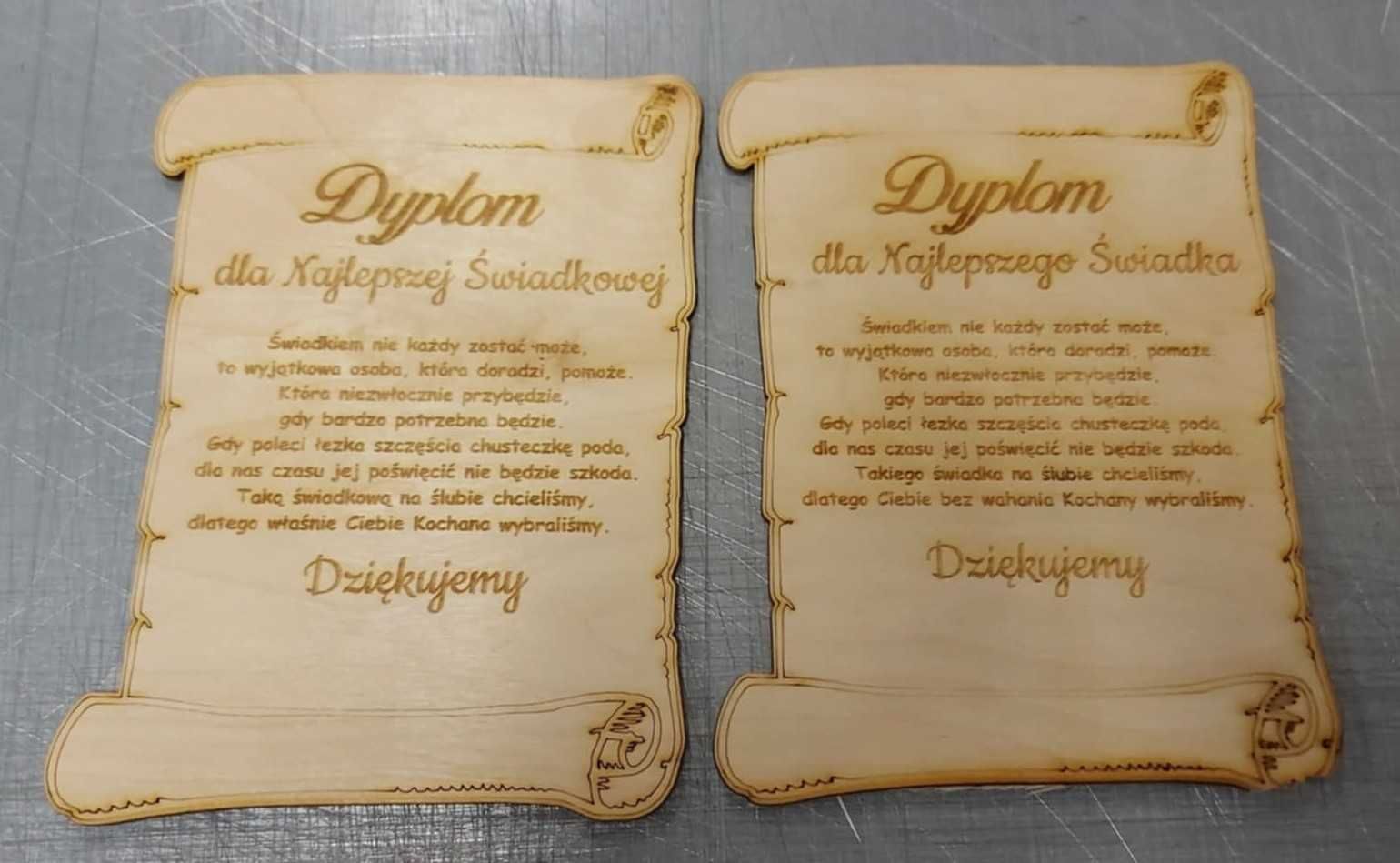 Dyplom 21x16 Najlepszy Świadek Świadkowa podziękowanie Personalizowane