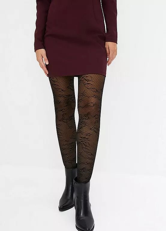 B.P.C rajstopy 30den czarne koronkowe push-up r.48/50