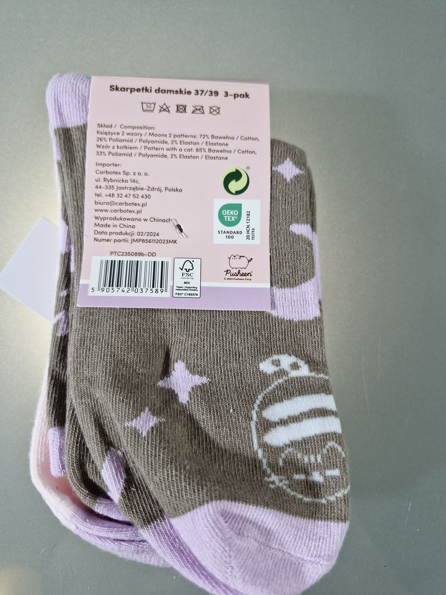 Pusheen Skarpetki 3-Pak Damskie Rozmiar 37-39