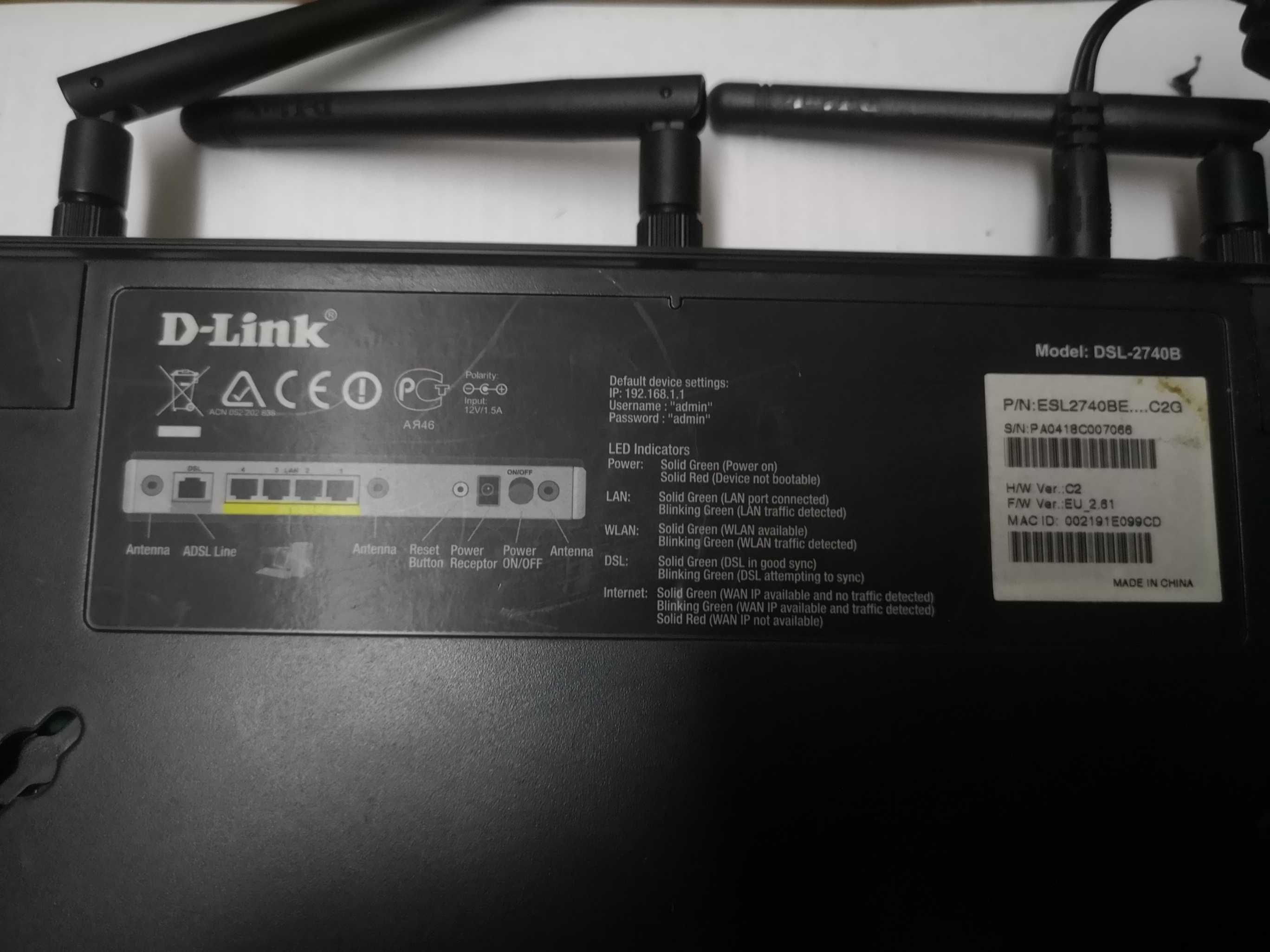Router D-Link DSL 2740BE
