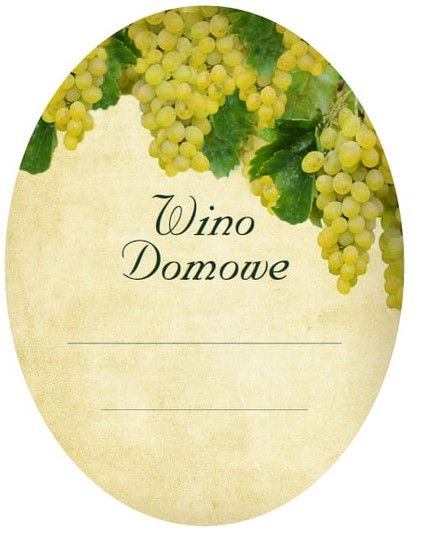 Etykieta owalna Wino domowe Białe winogrona 10szt