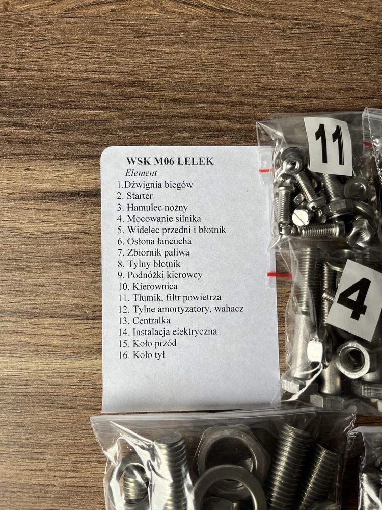 NOWY komplet śrub śruby NIERDZEWNE WSK 125 LELEK