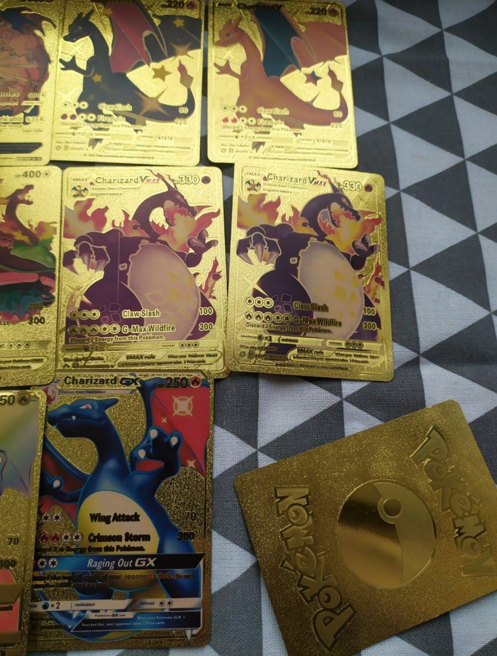 14 шт. Карточки Pokémon Charizard золотые. Золоті картки