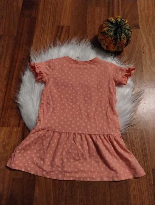 Sukienka Morelowa w Pomarańczowe Groszki Coccodrillo r. 74 (6-9 msc.)