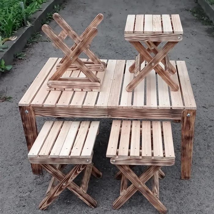 Стіл стілець дерев’яний розкладний складний набір столик