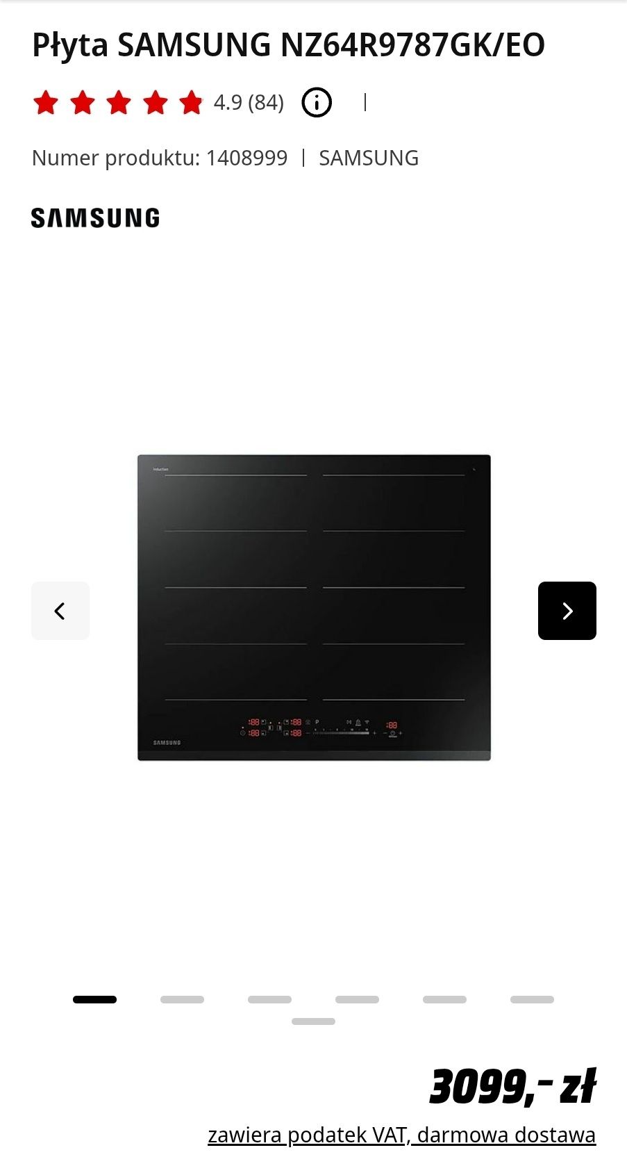 Płyta indukcyjna Samsung tylko 2,5 roku używana z 2 dużymi polami + wi