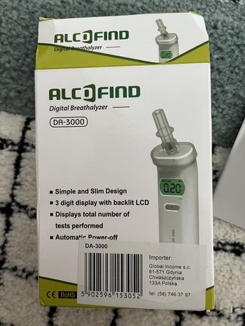 Alkomat Alcofind Digital Breathalyzer DA-3000 z gwarancją