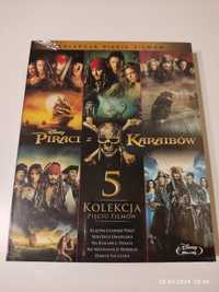 Piraci z Karaibów Blu ray kolekcja 5 filmów lektor napisy PL NOWY