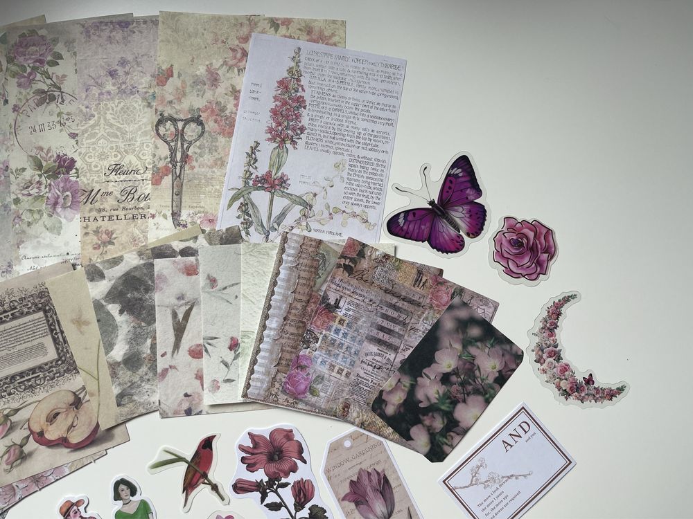 Średni zestaw 50 kwiatowy różowy wiosenny scrapbooking bullet journal