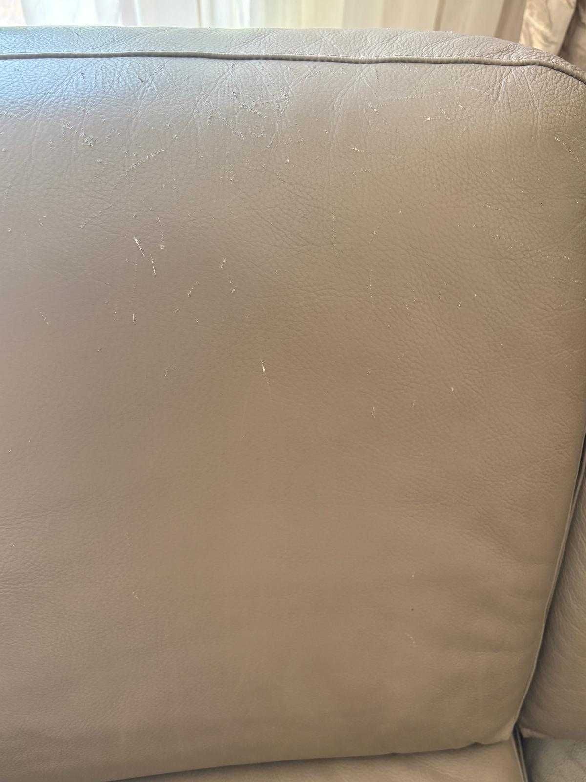 Sofa narożna KLER ze skóry o wym. 295x180cm, kolor beżowo-szary