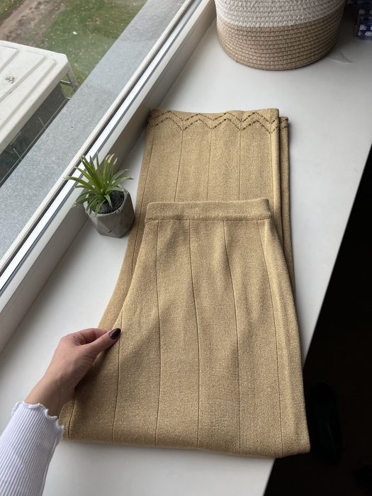 Штани брюки батал 18 розмір палаццо трикотажні вязані з бісером