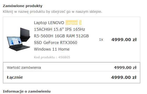 Laptop LENOVO Legion 5 15ACH6H