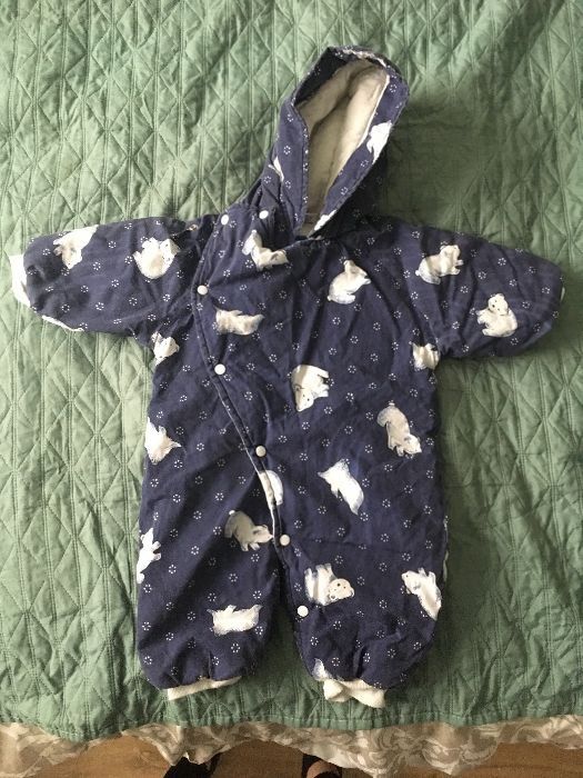 Zimowy ciepły Granatowy kombinezon misie polarne 68 Smily niedźwiadki