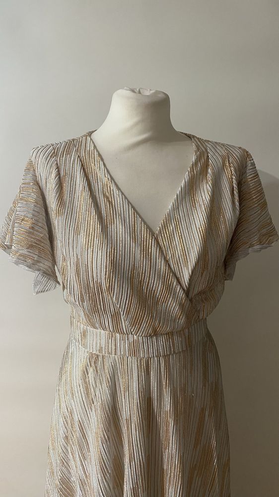 Sukienka Suknia Balowa Koktajlowa Miedziana Biała Plus Size 42 XL