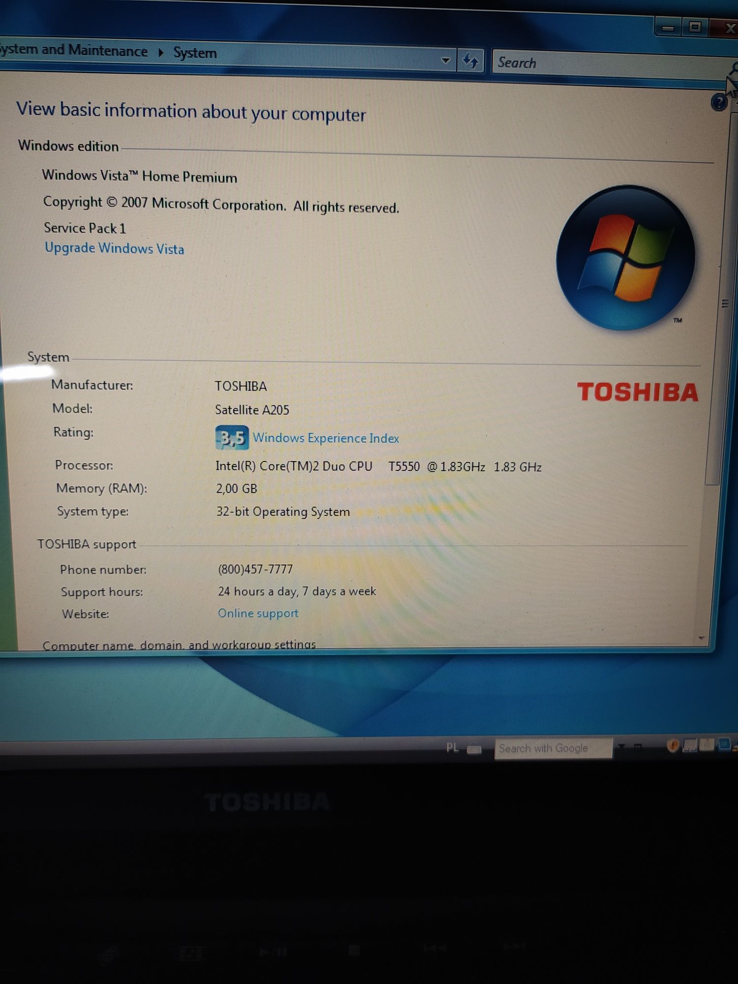 Notebook Laptop Toshiba Satellite a205-s5859