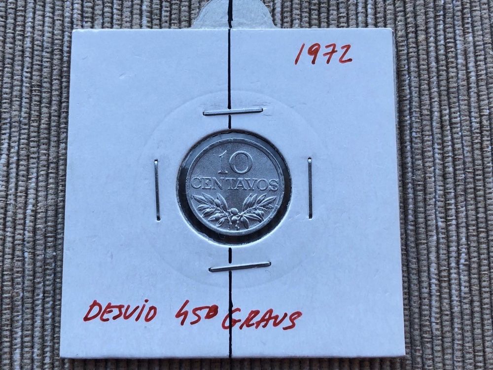 Moeda 10 centavos 1972 com desvio de eixo