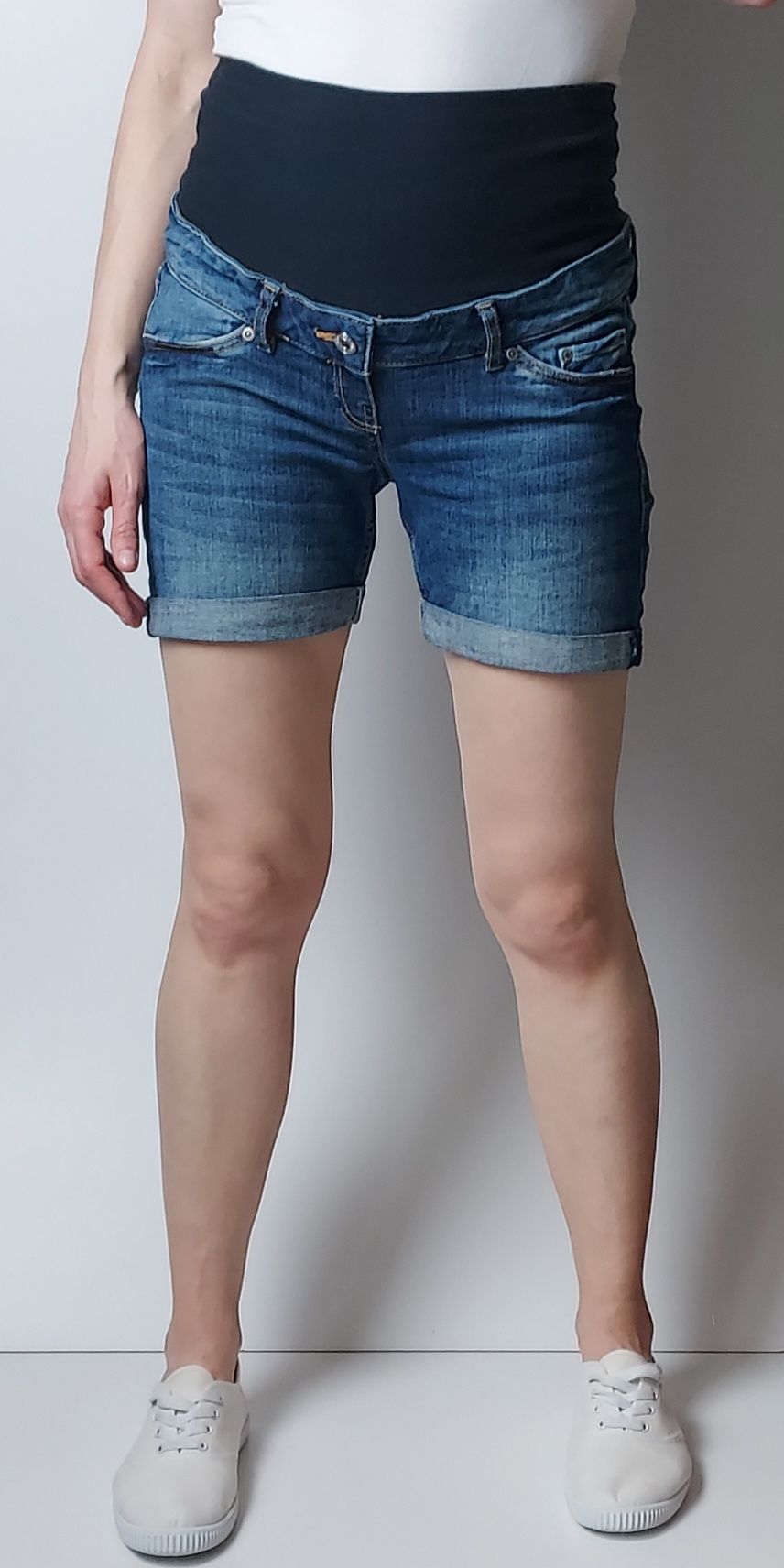 H&M MAMA_jeansowe ciążowe spodenki_36/S