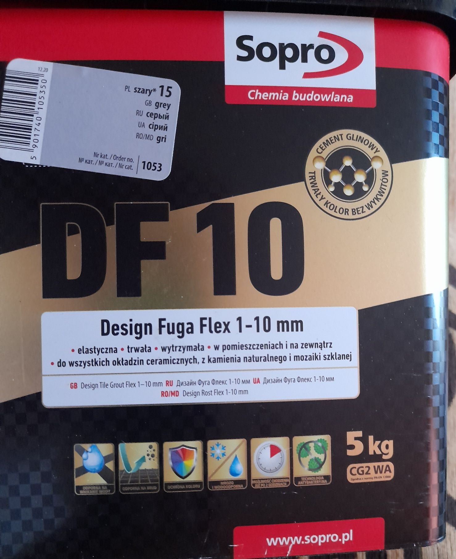 Fuga do płytek Sopro DF10 szara +gratis 3xUniBond Biala