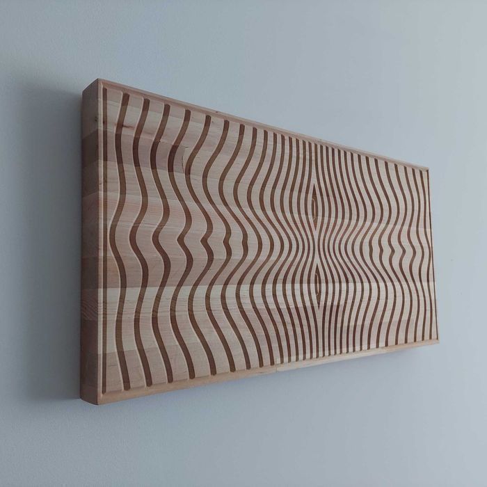 Nowoczesna płaskorzeźba – geometryczne fale, efekt 3D, op-art