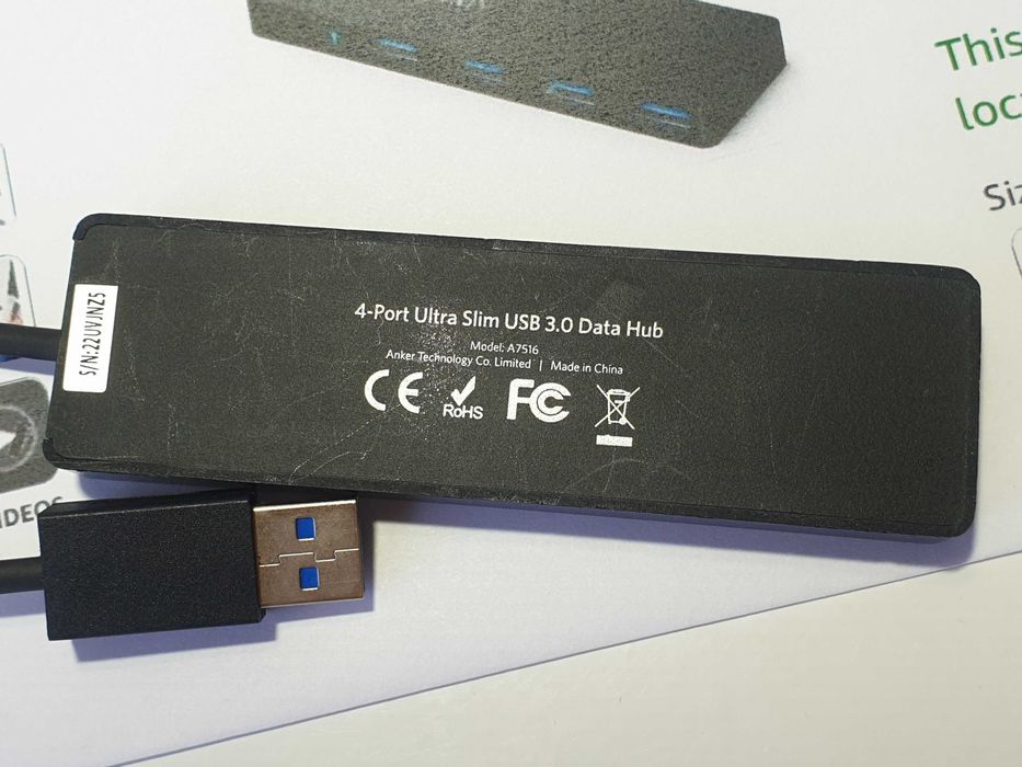 Anker 4 port usb 3.0 ultra slim data hub  a7516  5 Гбіт/с