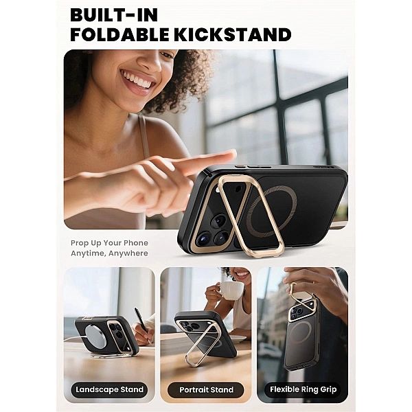 Etui Supcase IBLSN Ares Flip Mag MagSafe na iPhone 17 Pro - złote