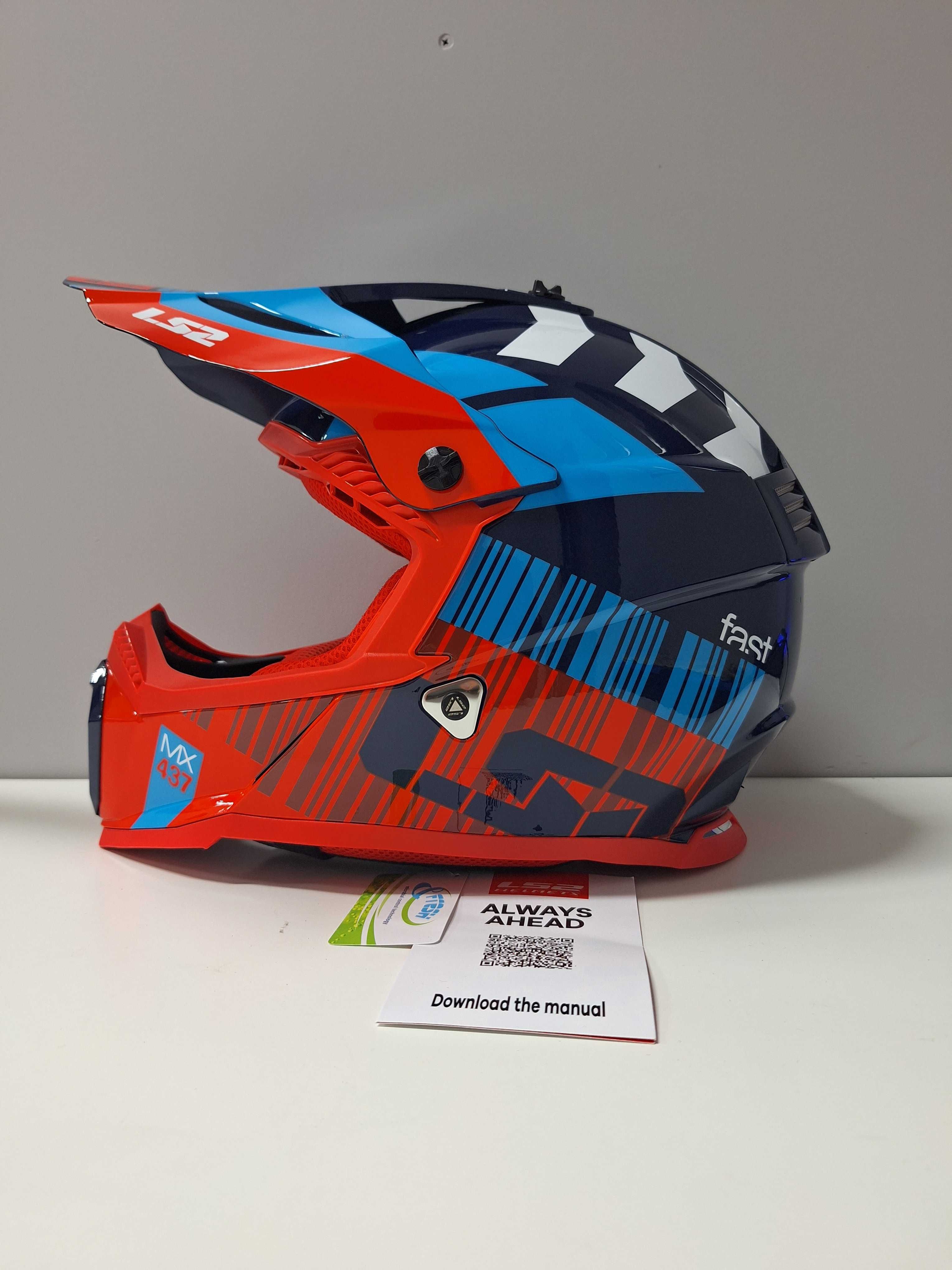 kask cross / quad LS2 MX437 FAST EVO XCODE RED BLUE