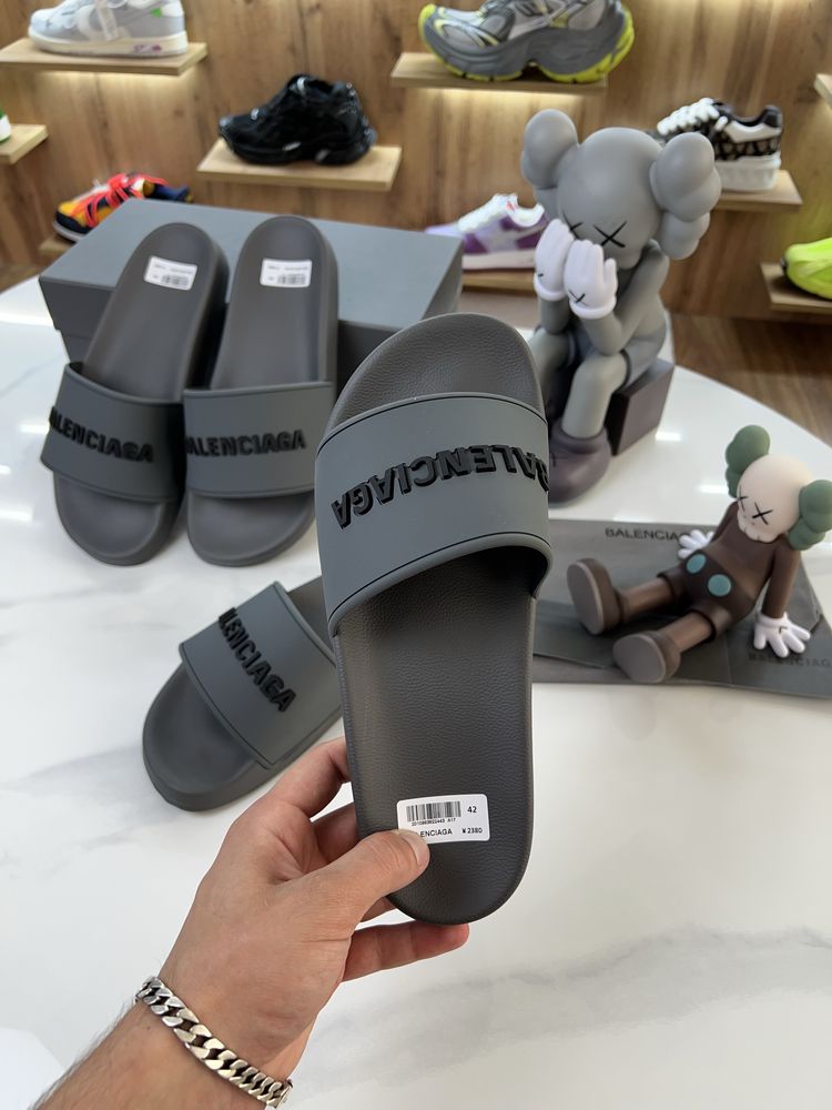 Тапочки Сланці BALENCIAGA Grey Logo