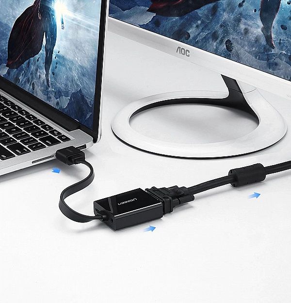 Ugreen adapter przejściówka HDMI - VGA micro USB / audio 3,5 mm mini j