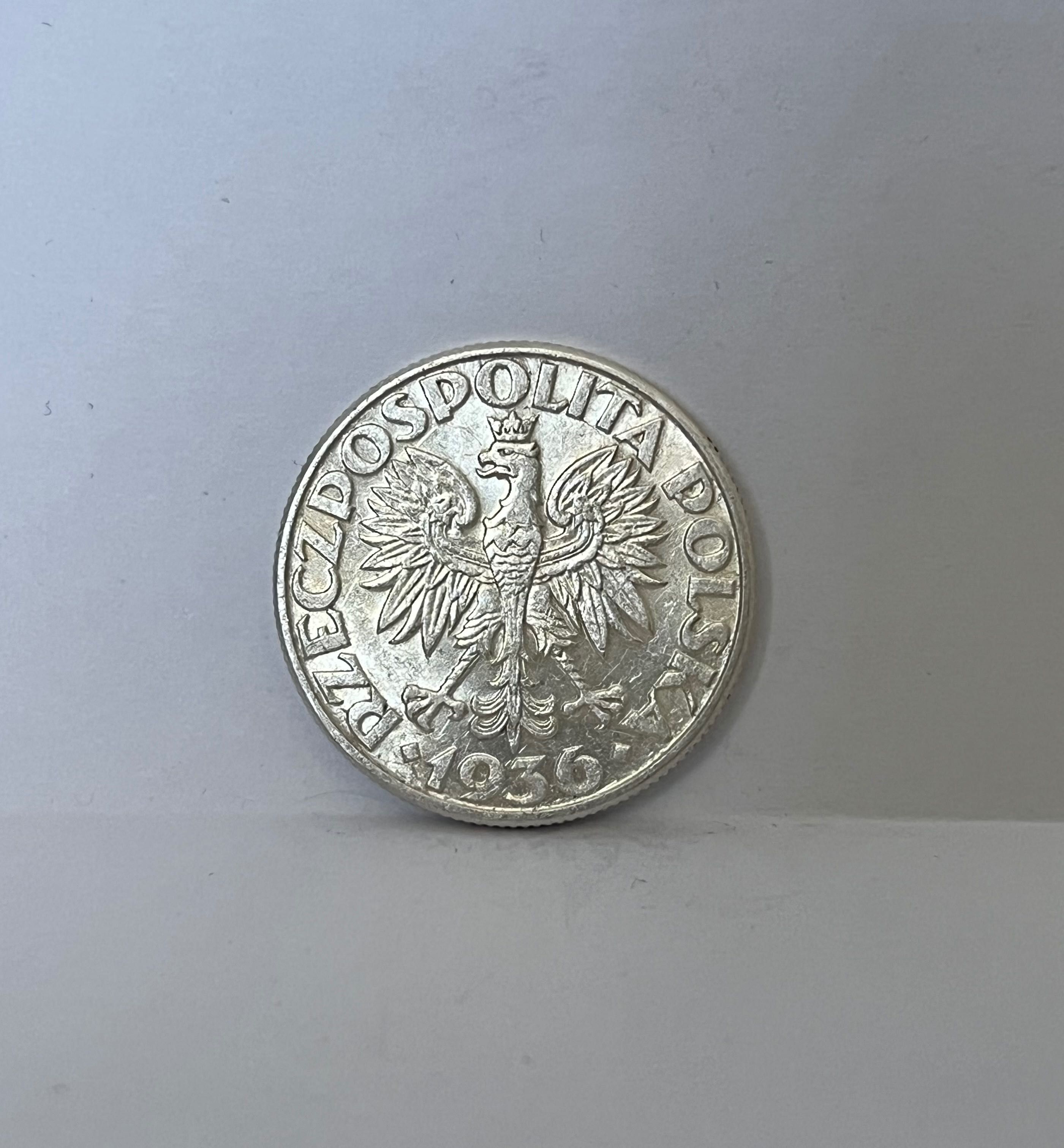 Moneta srebrna 2 złote Żaglowiec z 1936r.