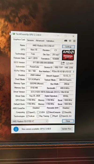 Видеокарта powercolor rx5700xt red devil