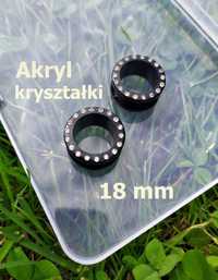 Akryl czarne tunele kryształki bling odkręcane 18mm