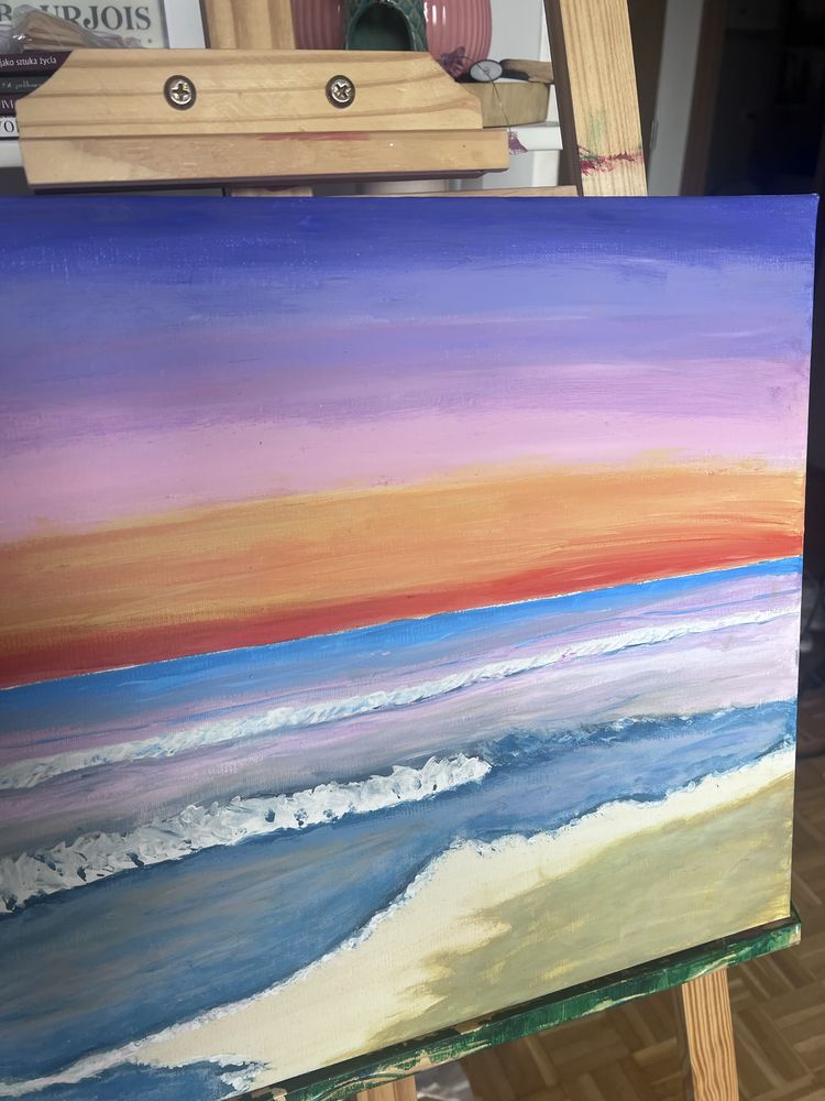 Obraz „Zachod slonca” farby akrylowe ręcznie malowany 40x50