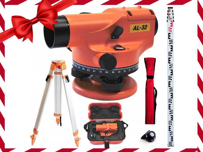 Nowoczesny NIWELATOR OPTYCZNY AL-32 Zestaw Łata + Statyw (OKAZJA)